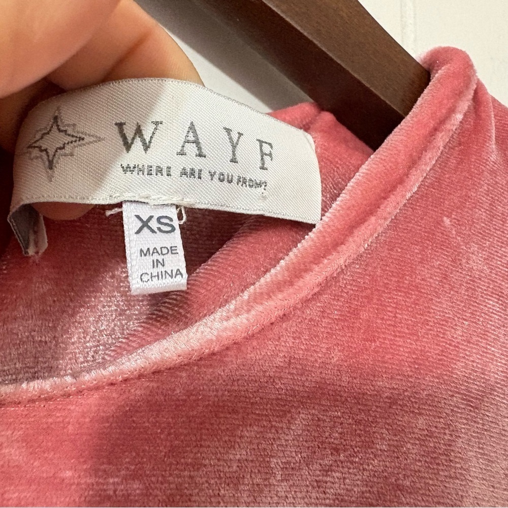 WAYF Pink Velvet Puff Sleeve Shift Mini Dress XS | Romantic Blush - Picture 7 of 11
